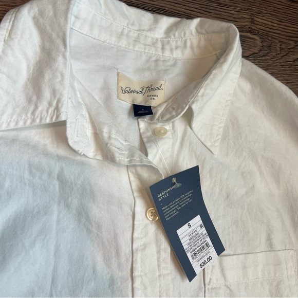 Women's Long Sleeve Mini Shirtdress - Universal Thread™ White S - Picture 5 of 6